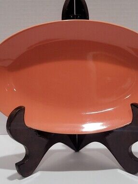 MCM Salmon Coral Colored Ceramic Plates Platters Set Of 4 Vtg